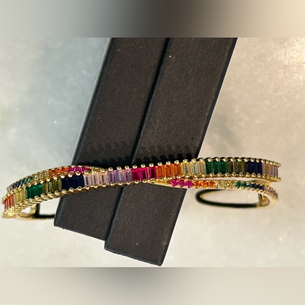 Multi-Colored Rhinestone Cuff Bracelet - image 4